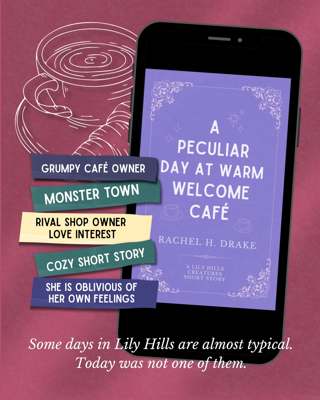 Did you know there was a short story in the Lily Hills Creature universe available now for you to read while you wait for A Lovely Haunt's release?

When I started the project of unpublishing and re-writing the Creature Cravings series to what is now Lily Hills Creatures series, it took me some time to anchor in all of the rules for the world, how people and creatures interact, and how the wards work to keep them all safe.

In that exploration, I got too excited in the lore, and new characters came to life. Beatrice, the star of A Peculiar Day at Warm Welcome Café, was one of those characters I couldn't let go.

She's funny, caring yet rude, and completely oblivious to her feelings for Duke, the rival coffee shop owner. If you are a fan of Red Forman from That 70s Show, she's Red as a woman in a paranormal town.

Read this slice-of-life short story today for a sneak into the world, it's a quick read in Kindle Unlimited or available on it's own for $0.99.

#shortstory #cozyromance #paranormalromance #cozybooks