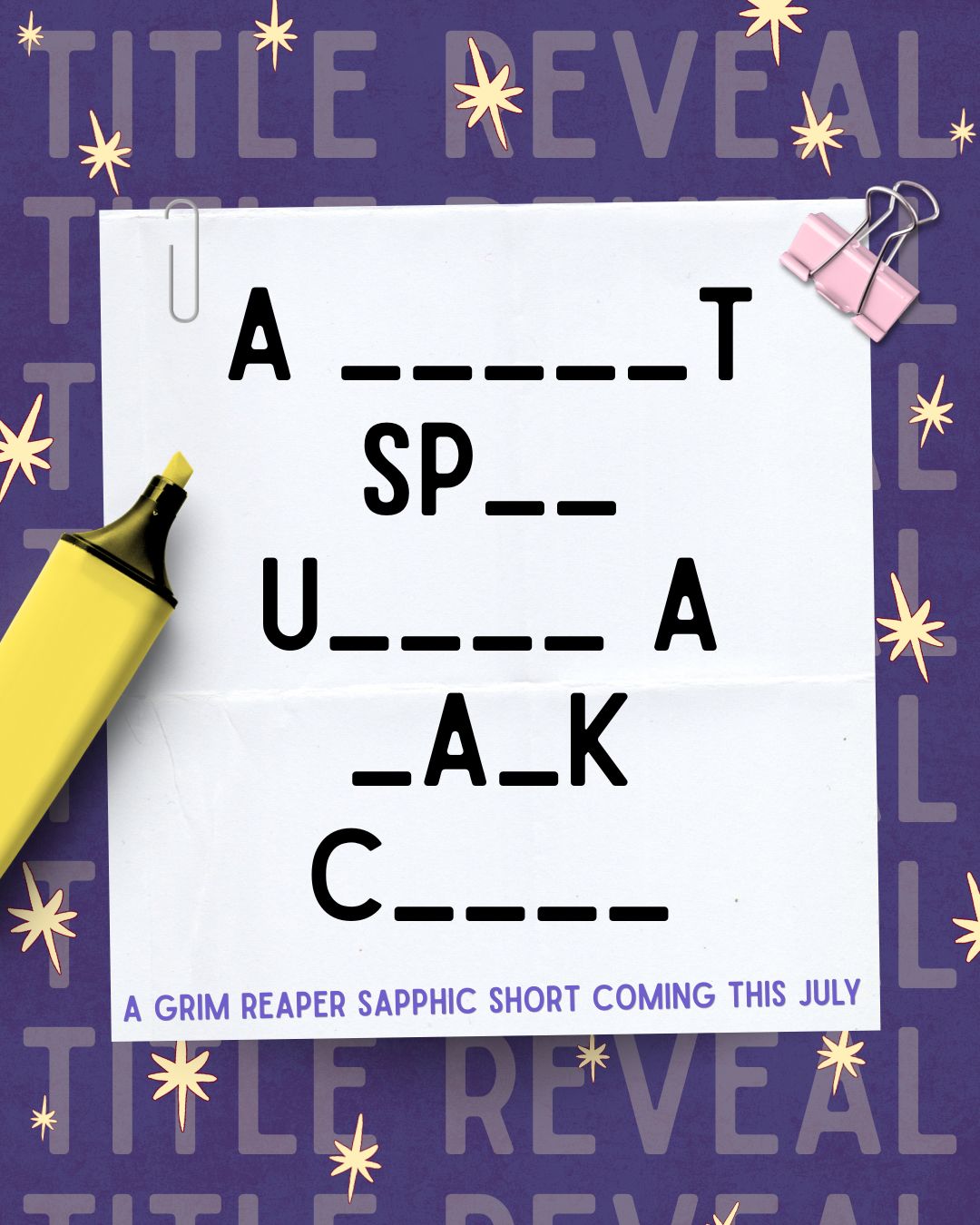 What do you think the title is? 🕷️🌸 Bonus points if your guess makes me laugh! Our next Lily Hills Creatures story is coming soon, staring Olive the town's grim reaper, and the love interest that doesn't know she exists.

Run to my profile to catch the project and trope reveal posts for more about the short. You'll learn the title in a few short days, then the blurb, and finally the cover!!

I'm off to work, can't wait to read your guesses on my break, so don't leave me hanging.
