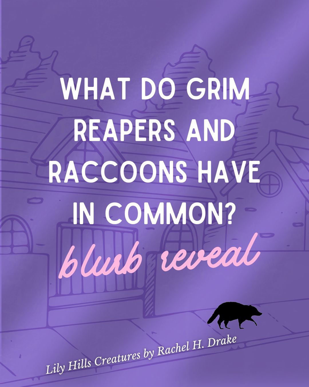 "What a weird question Rachel. What DO grim reapers and raccoons have in common?"

Well, other than the fact that I often spell reaper and raccoon incorrectly, they both focus on balance! 😜

***

BLURB REVEAL - A Bright Spot Under a Dark Cloud by Rachel H. Drake

What do grim reapers and raccoons have in common?

As Lily Hills’s only grim reaper, Olive sets souls on their path, keeping the in-between from getting clogged with weary travelers (no one wants a repeat of that). It's not a pleasant task, but it's a needed one, and Olive is glad to do it.

Belmont the Second, on the other hand, scavenges trash and steals cookies despite getting home-cooked meals.

That commonality is called balance—something that matters very much to Olive and her pet raccoon.

But nothing in her life feels balanced anymore, not after the mysterious witch Danica moves to Lily Hills.

If only Danica knew she existed.

***

Available this July, a grim reaper sapphic short in the Lily Hills Creatures short story collection. The cover reveal is this Friday, I can't wait for you to see it! More sneak peeks and announcements for A Lovely Haunt will be shared in the coming weeks, including a preview of chapter one.

#lilyhillscreatures #paranormalromance #shortstories