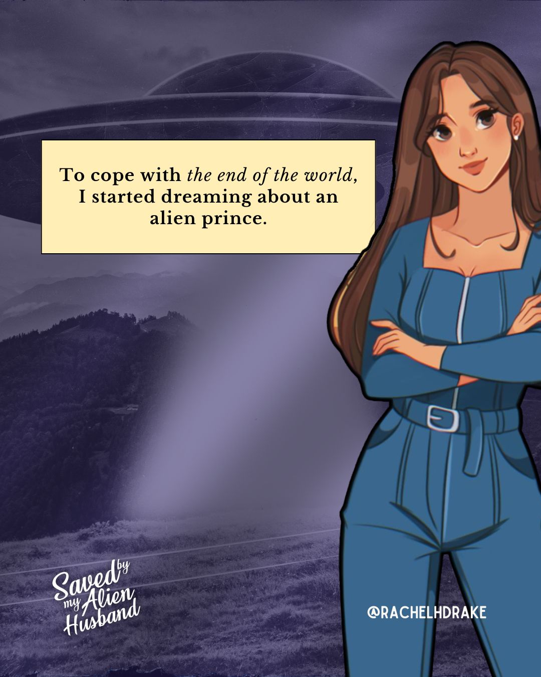 If an attractive alien prince met me in my dreams, I'd talk to him too 🤷‍♀️

If you haven't yet, you can grab Saved By My Alien Husband by Rachel H. Drake in Kindle Unlimited. It's a quick weekend read, perfect for a TBR palette cleanser. I'm working on a special edition, hopefully coming before the end of 2026. I can't wait to share it with you. Also available to request in your favorite library apps, like Hoopla, Libby, Overdrive, and more.

There are some dystopian elements in the beginning of the book, covering the end of the world and societies attempt to save it. Unfortunately, the damage to the planet was already too far gone, and time is running out.

It's a good thing Delphine's cat is a liaison with the aliens and decides to play matchmaker 😅

Themes and Tropes in Saved By My Alien Husband:
👽 She thought he was her imaginary friend!
❤️ Her bully apologizes (It's very satisfying)
🐱 Nice exes!
👽 Possessive alien prince
❤️ Psychic cat matchmaker
🐱 Spicy fast burn
👽 Dystopian chaos at the end of the world
❤️ What that tail do? 👀
🐱 Touch her and... Insult her and meet a similar end!

#kubooks #kindlebooks #kindleunlimited